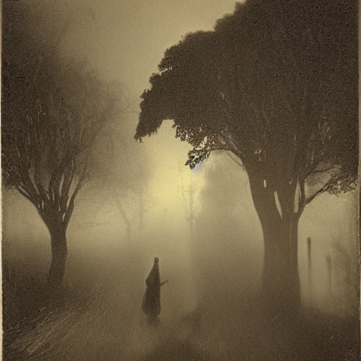 Death With A Scythe On His Shoulder Walking Surrounded By Wa...