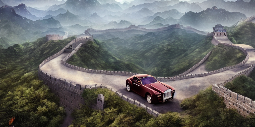 Rolls Royce Riding Through The Great Wall Of China, An Epic...