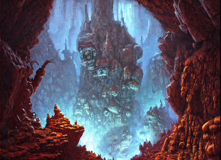 Fantasy Oil Painting, Robotic Troglodyte In A Cave, As A Dnd... — Stable Diffusion AI Prompt: fantasy oil painting, robotic troglodyte in a cave, as a dnd character, surround...