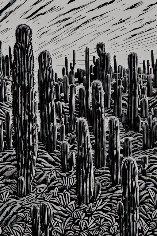 Art By Brian Reedy, A Beautiful Black Ink Linocut Print Of T...