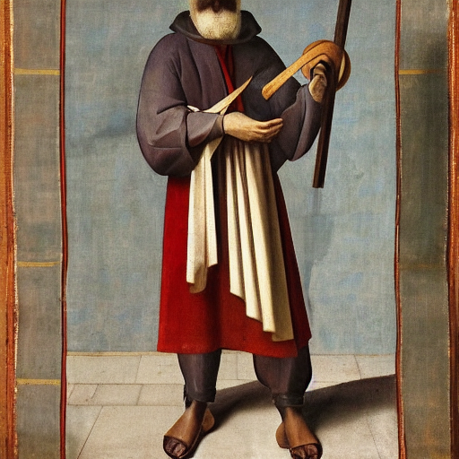 A Carolingian Painting Shows The Figure Of A Man Holding A F...
