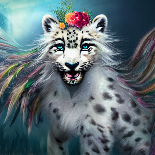 Cute Fluffy Baby Snow Leopard Wolf Lion Hybrid Mixed Creatur...
