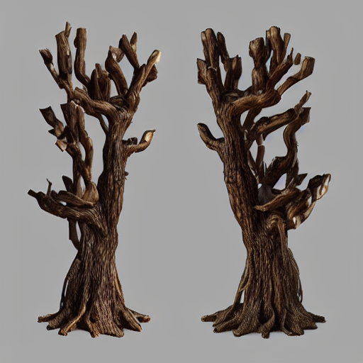 Wooden Sculpture Figurine Tree Creature With Eyes And Mouth...