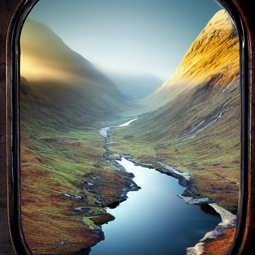 Glen Coe Sunrise Inside A Steampunk Glass Jar, Matte Paintin...