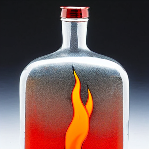 A Vodka Bottle With Minimalistic Flame Fire Designs In A Pli...