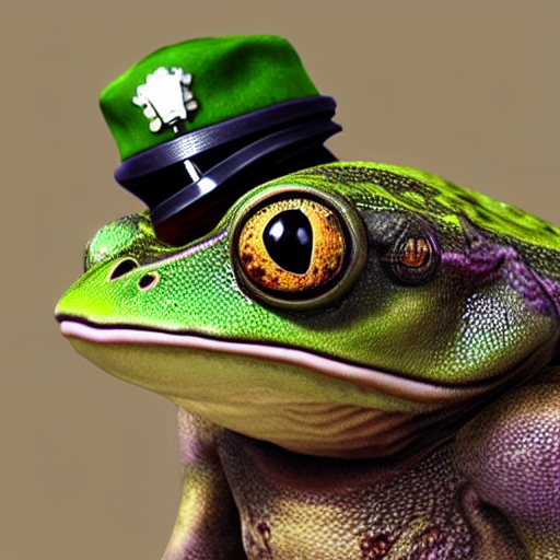 A Frog Wearing Police Cap, Photorealistic, Highly Detailed,...