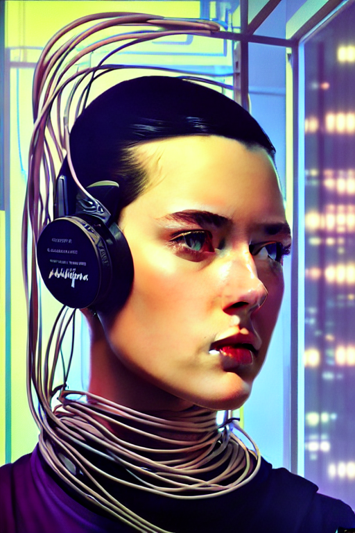 Photo Of A Programmer Composed Of Wires At The Monitor, Real...