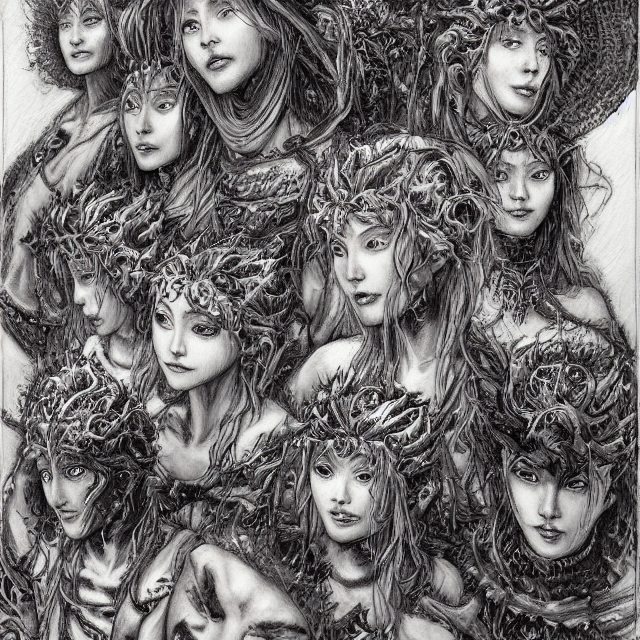 A Painting Of The Mothers Of The Sun By Kentaro Miura, Dark...