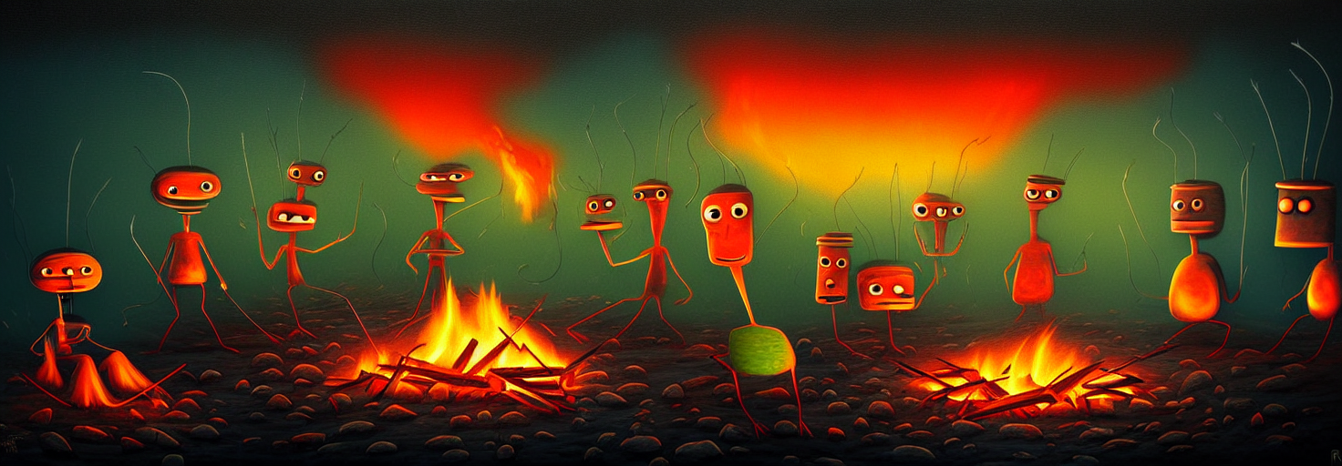 Strange Plankton Creatures Sitting Around A Fire, Trying To...