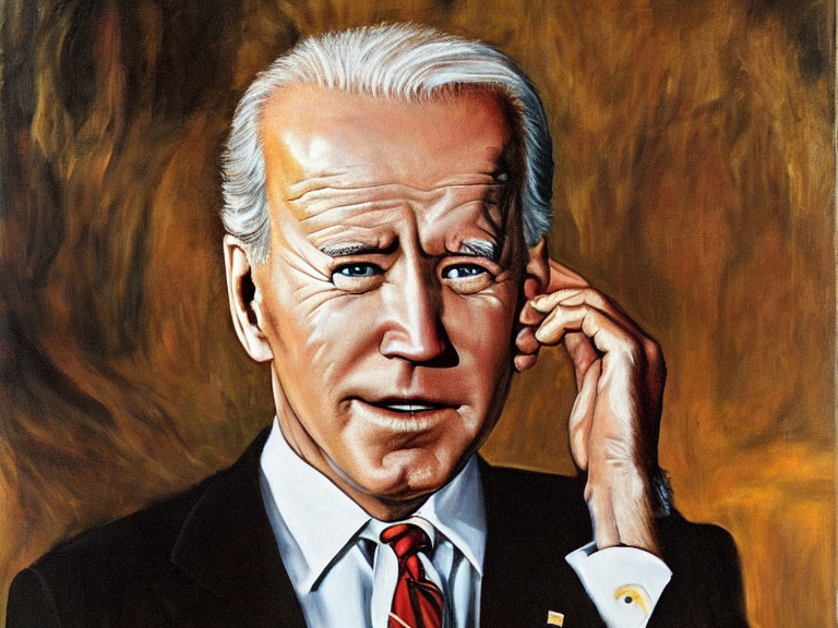 Portrait Of Joe Biden, Surreal, Grotesque, Oil On Canvas By... — Stable Diffusion AI Prompt: portrait of joe biden, surreal, grotesque, oil on canvas by salvador dali