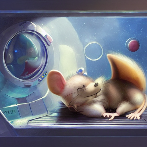 Cute Fuzzy Babymouse With Big Ears Sleeping In A Space Stati...