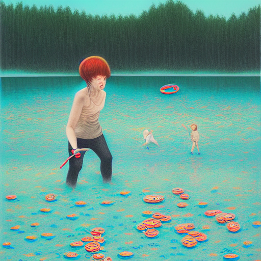 Skipping Rocks On A Lake By James Jean