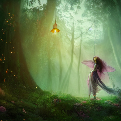 Whimsical Fairy In A Dark Fantasy Forest, Trending On Cgsoci...