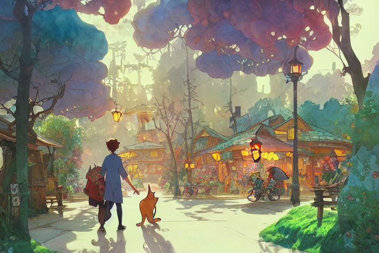 A Wholesome Animation Key Shot Of The Village Of The Cat - P...