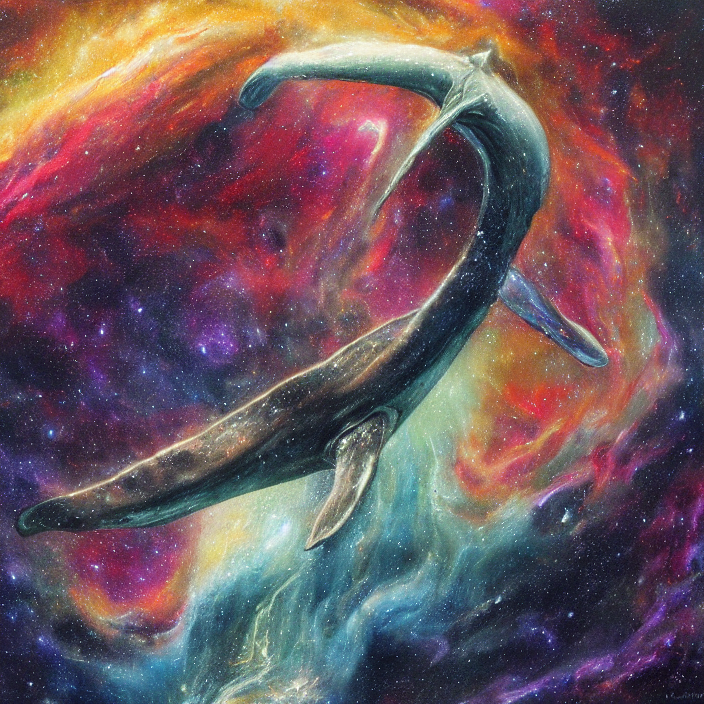 A Painting Of The Cosmic Nebula Whale By Mordejai Ardon, Hig...