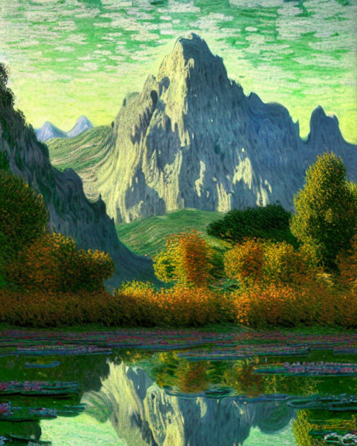 A Small Mountain Beside A Lake And Forest, Studio Lighting,...