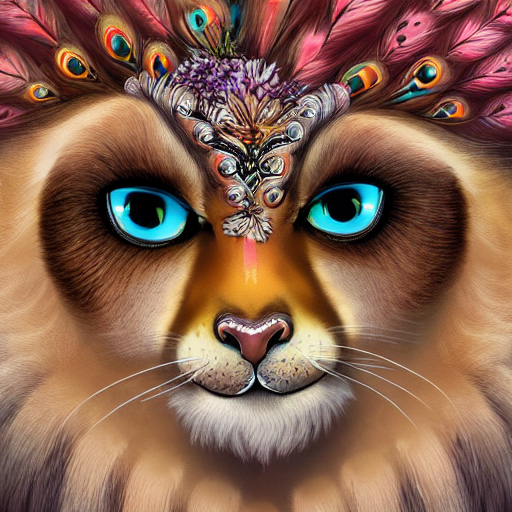Cute Fluffy Baby Cheetah Lion Owl Hybrid Mixed Creature Char...