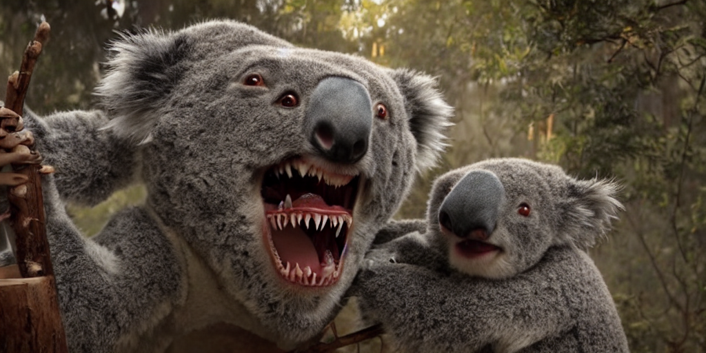 Movie Frame Still From Live Action Crazy Koala Vampire With...