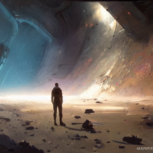 Space Colonist Coming Out Of Cryostasis, Sci Fi Splash Art B...