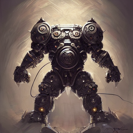 Beautiful Anthropomorphic Muscled Cybernetic Pig Beast, Diff...