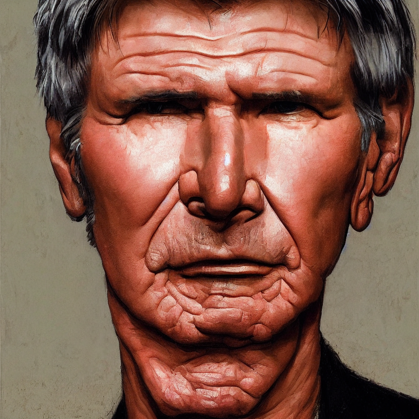 Harrison Ford By Kehinde Wiley And Rembrandt  5. Photorealis...