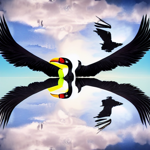 Toucan Humanoid With Deer Horns And Eagle Wings Black Dress...
