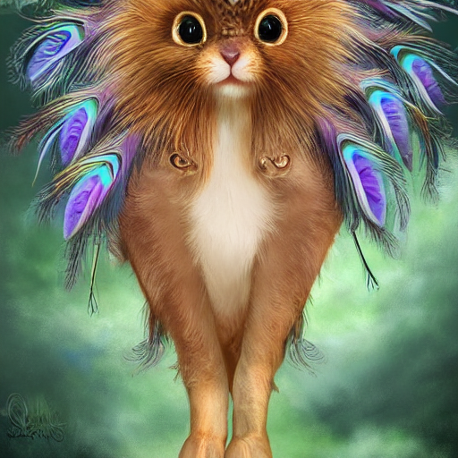 Cute Fluffy Baby Cat Rabbit Hybrid Mixed Creature Character...