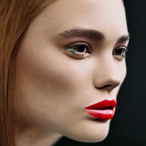 A Close Up Of A Top Model Wearing A Black Jacket, A Colorize...