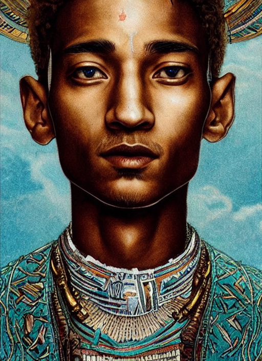 Jaden Smith Symmetrical Portrait As Ancient Egyptian, Front...