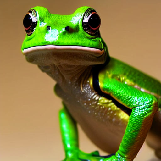 A Cybertronic Metallic Green Tree Frog