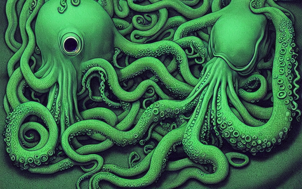 Face Of Cthlulu Cthulu Pale Green Colors, Background Profile...