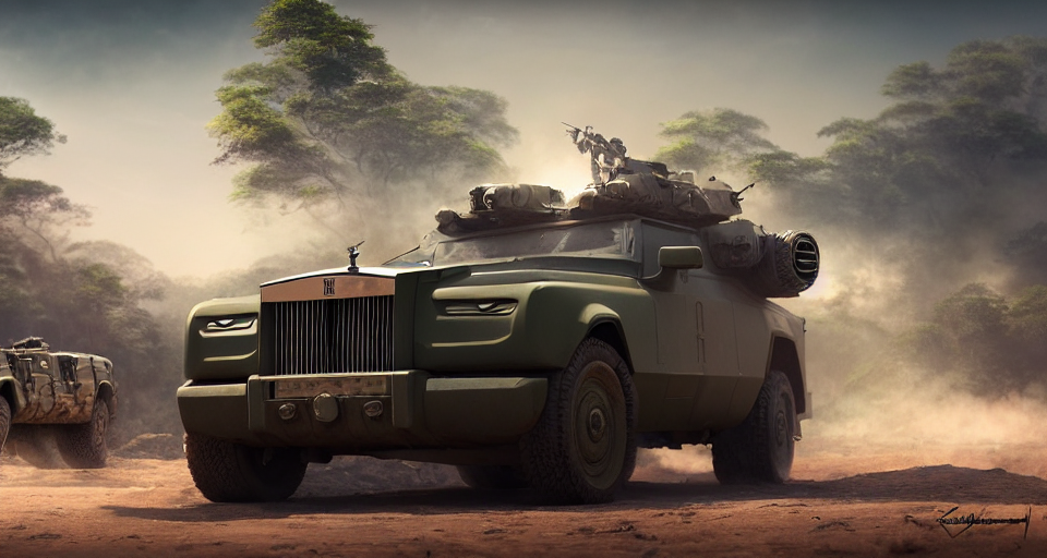 A Militarised Car Designed By Rolls Royce Driving Through Ma...