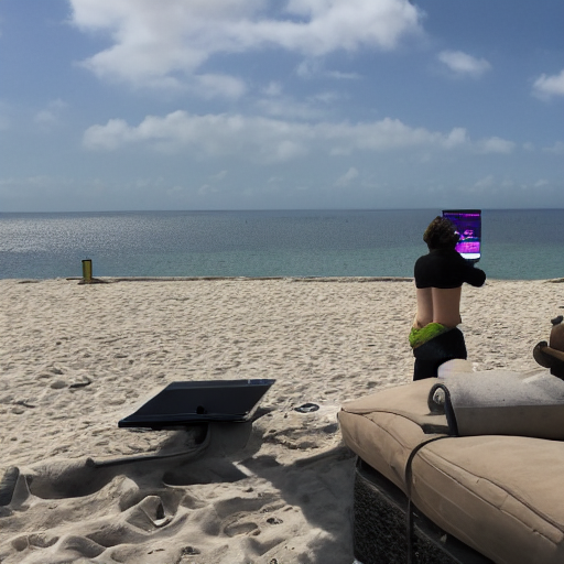 A Developer Working On The Beach