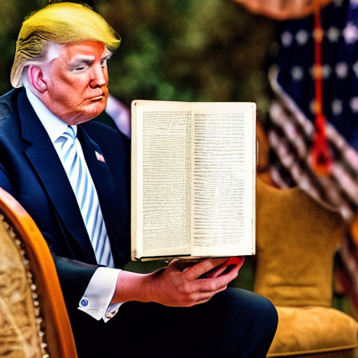 Photography Of Donald Trump Reading The Holy Bibble For A Po...