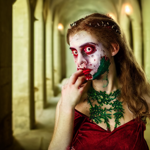 Portrait Of A Terrified And Frightened Beautiful Young Woman...