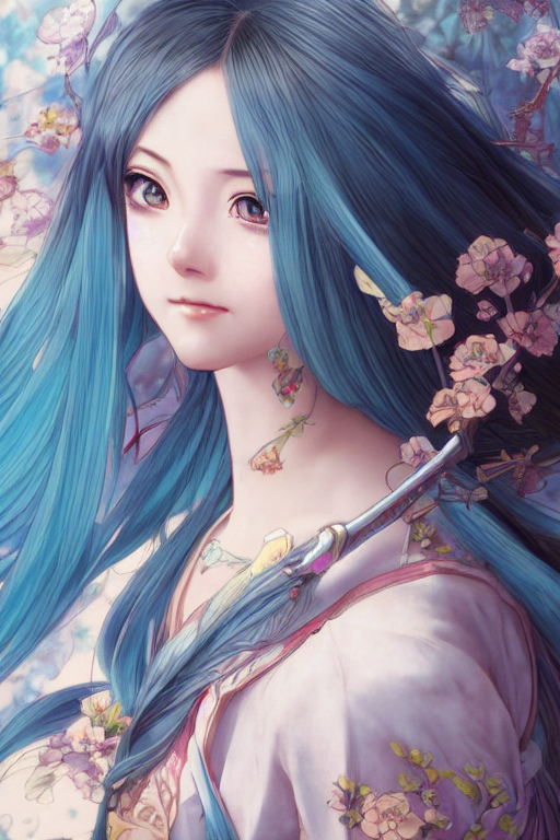 Adult Girl With Long Aqua Glass Hair, Aqua Glass Eyes, A Sma...