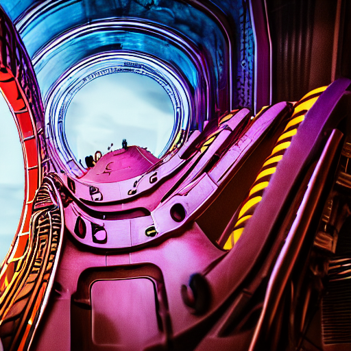 A Sci - Fi Cyberpunk Rollercoaster, Cinematic, Dramatic, Hig...