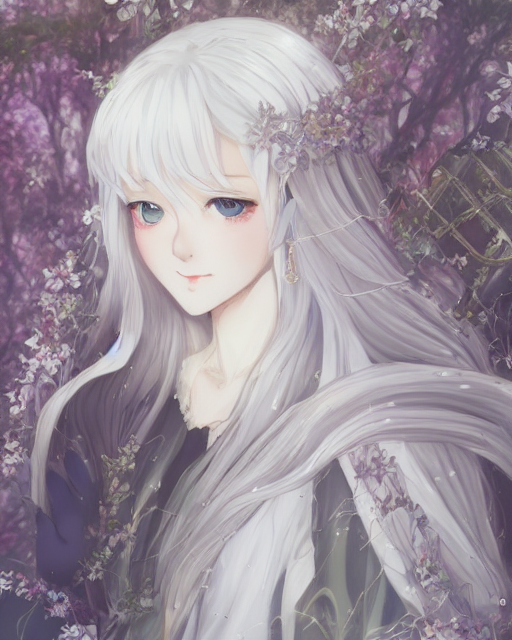 Most Beautiful Girl, White Hair, Elegant, Anime, Fantasy, Di...