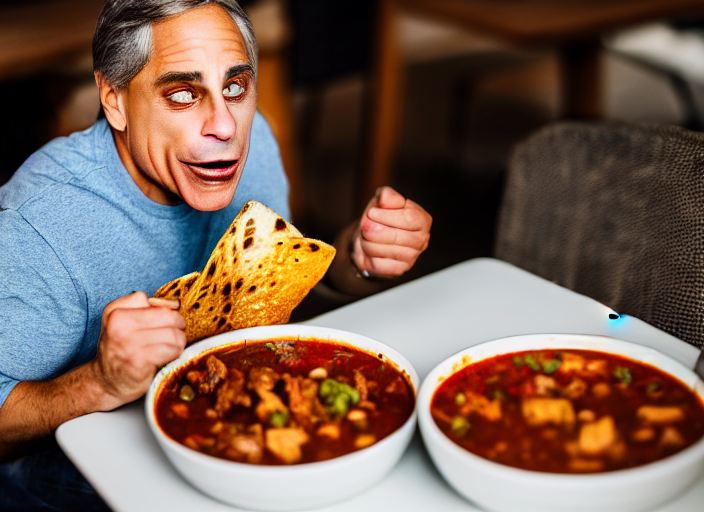 Photo Of Tony Danza Eating Chili, 8 K, 8 5 Mm F 5. 6