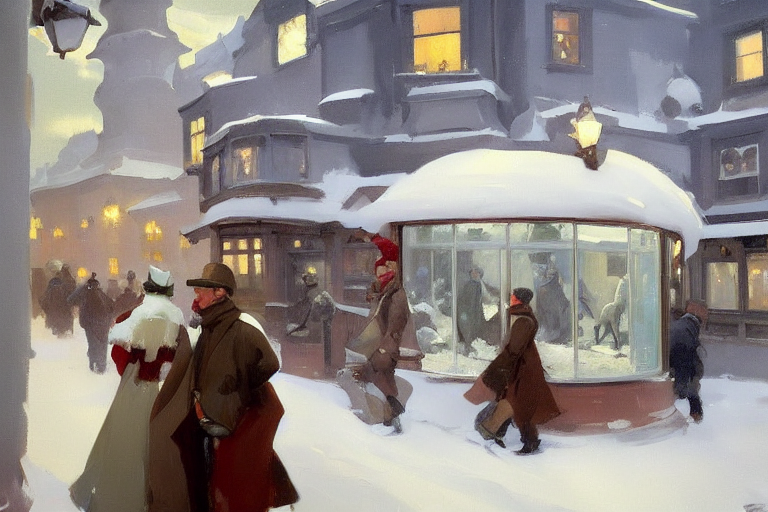 1 9 Century, Small Shop Interior, Snow And Winter Moscow Lan...