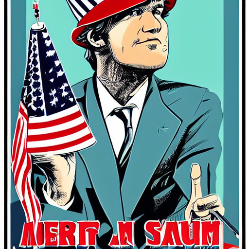 Centered Cell Shaded Uncle Sam Poster Of Magnus Carlsen, Art...