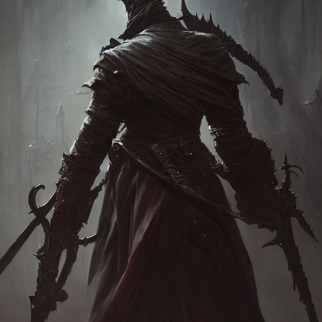 A Painting Of A Bloodborne Character By Greg Rutkowski, Dark... — Stable Diffusion AI Prompt: a painting of a bloodborne character by greg rutkowski, dark fantasy art, high d...