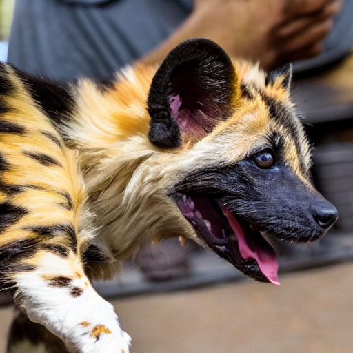 Serving A Fluffy African Wild Painted Dog Pup His Graham Cr...