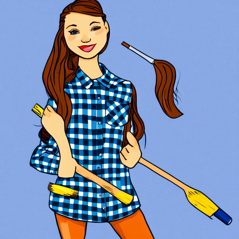 Classic Modern Cartoon Logo Art Of A Cute Girl Holding An Ov... — Stable Diffusion AI Prompt: classic modern cartoon logo art of a cute girl holding an oversized paintbrush,...