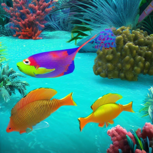 Colorful Tropical Fish With Coral Reef Background Detailed 3...