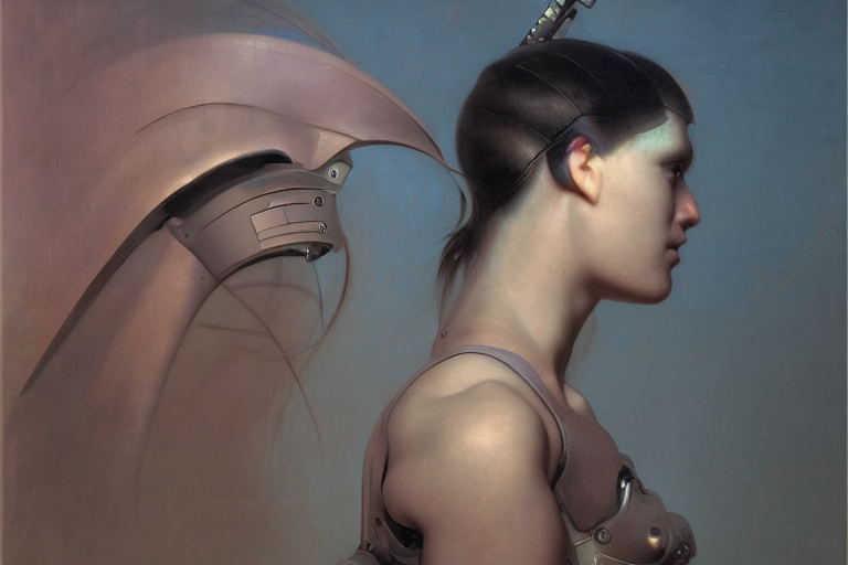 A Portrait Of A Female Cyborg By Alexandre Cabanel, Futurist...