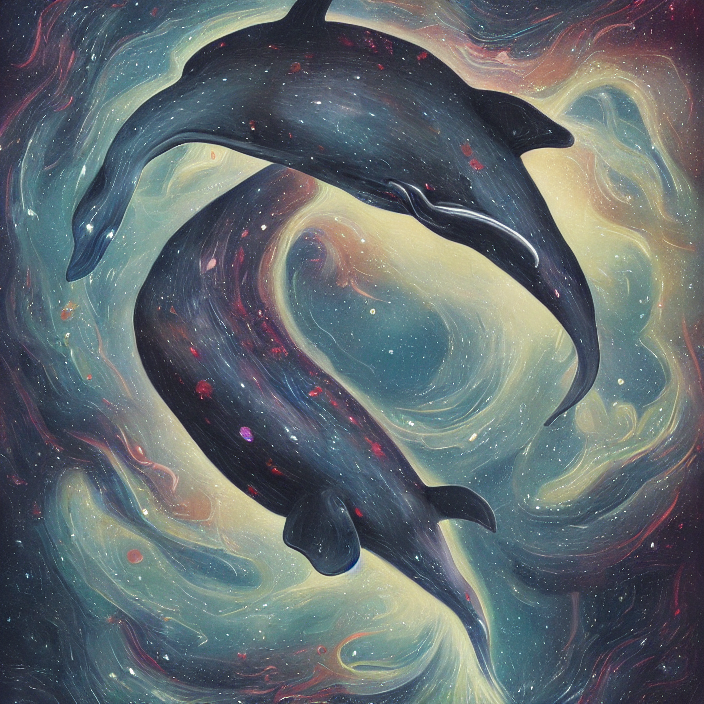 A Painting Of A Cosmic Nebula Whale By James Jean, Dark Fant...