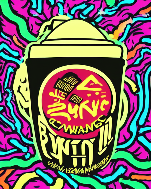 Awesome Logo On A Black Jar Of A Brain With Dank Techno. Syn...