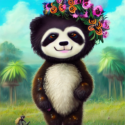 Cute Fluffy Baby Panda Sloth Giraffe Hybrid Mixed Creature C...