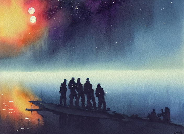Astronauts Emerged From Inside And Approached The Lake, By J...